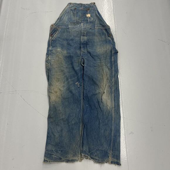 Vintage 60s Big Mac Blue Denim Workwear Overalls 46x32 - Picture 3 of 5